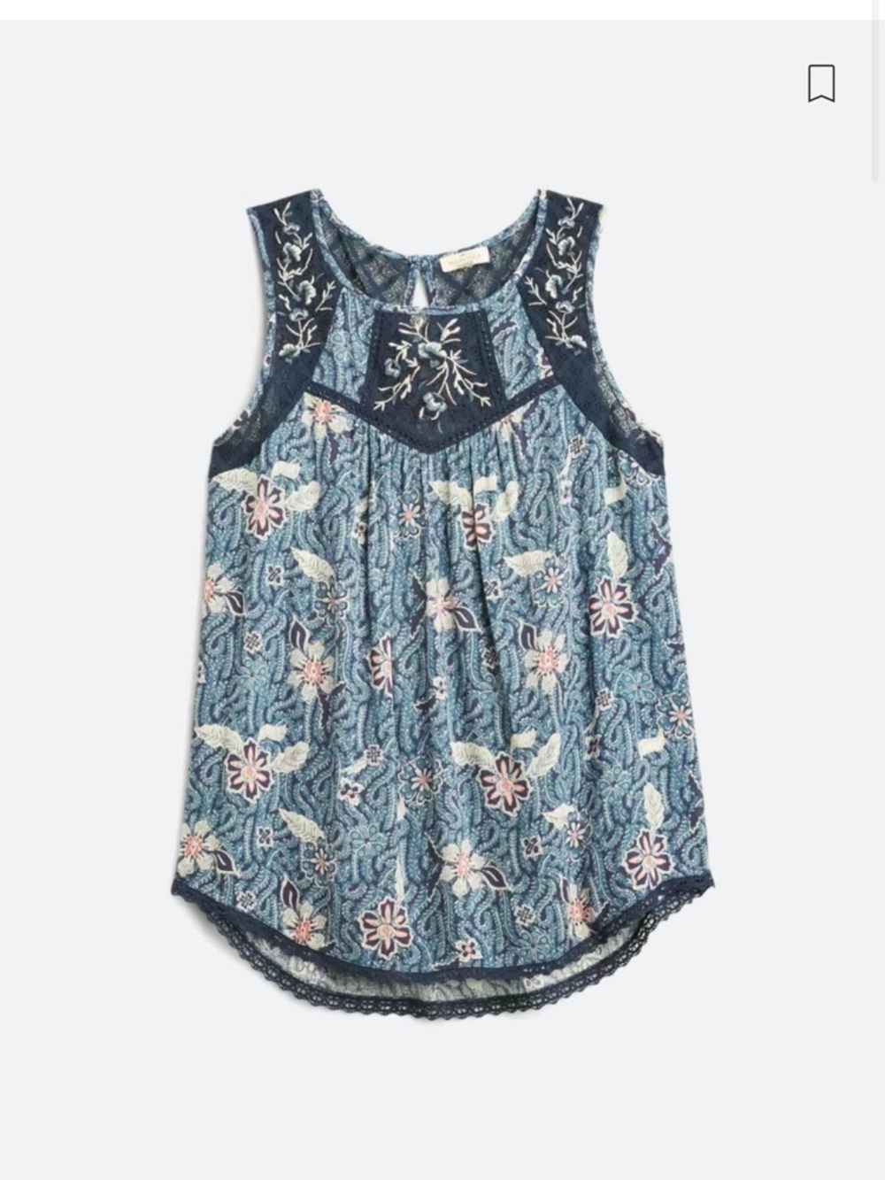Mason & Belle Blue Tempesta Lace Tank